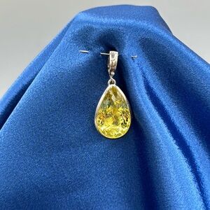 Lemon Quartz Teardrop Shaped Slide Set in Sterling Silver